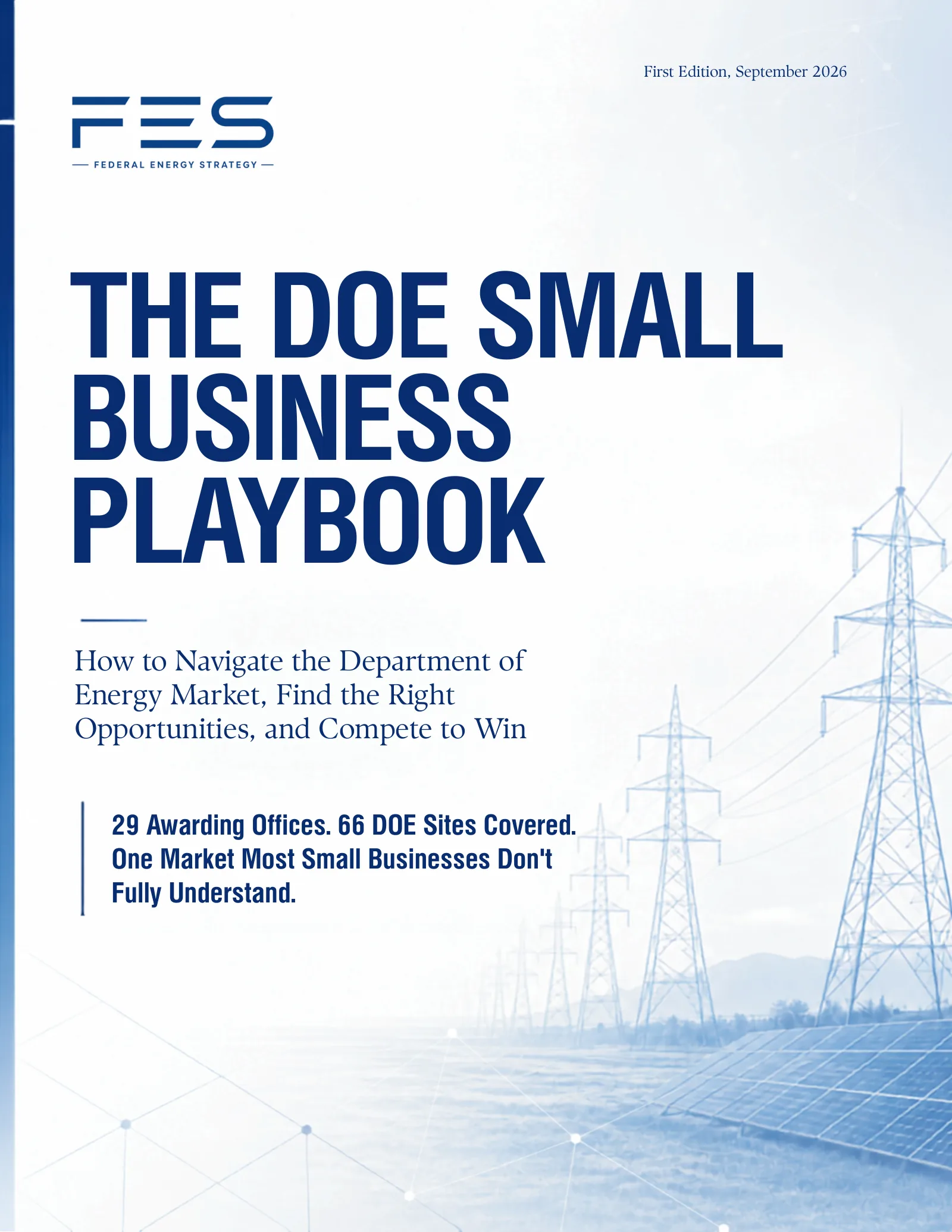 Cover of The DOE Small Business Playbook, First Edition, September 2026